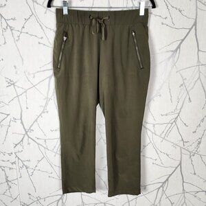 Eddie Bauer Travex Olive Green Stretch Knit High Rise Drawstring Capri